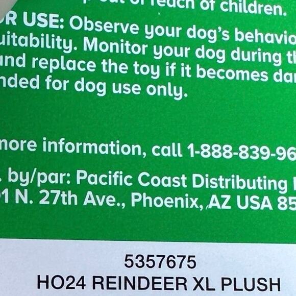 Merry & Bright XL Reindeer Squeaking Dog Toy Soft Plush Festive Winter Play Toss - Picture 5 of 5